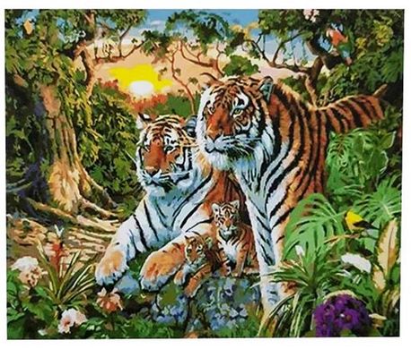Картина по номерам 40х50 см в коробке RH9365 Тигры в джунглях (2340825) фото
