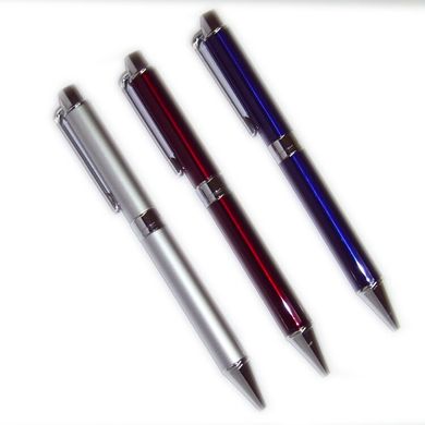 Ручка шариковая В 628 синяя с серебристым клипом (030308) фото