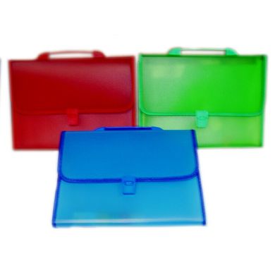 Портфель пластиковый А4 на 12 отделений, цветной (020703) фото