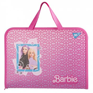 Папка-портфель на молнии В4 с тканевыми ручками Barbie розовый 492240 YES (492240) фото