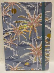 Блокнот на резинке 96 арк, Квіти 8102-А5, блакитний з пальмами (970145) фото