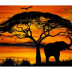 Картина по номерам 40х50 см в коробке 30382 Африканский слон на закате (2340831) фото