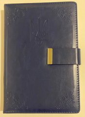 Щоденник недатований А5 шкірзам на магніті з тисненням Трезубець,синій 19064 (01152012) фото
