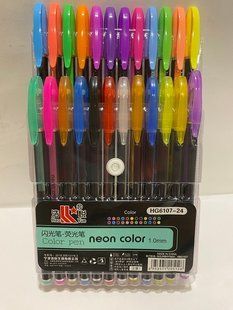 Набор ручек гелевых 24 цвета Neon+Металик, 6107-24 (6107-24) фото