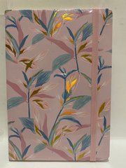 Блокнот на резинке 96 арк, Квіти 8102-А5,рожевий з листочками (97014522) фото