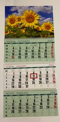 Квартальный календарь на 3 пружины 2024 год Подсолнухи с классической сеткой (0118610) фото