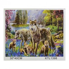 Картина по номерам 30х40 см в коробке KTL1398 Волки с детенышами (170001) фото