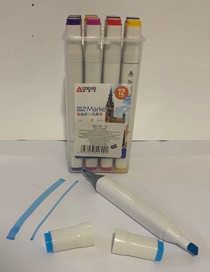 Набір двусторонніх акрилових скетчмаркерів квадратний корпус 12 штук M6138-12 Aodemei (1317839) фото