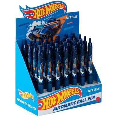 Ручка шариковая автоматическая с резиновым грипом 0,5мм Hot Wheels HW24-039 пишет синим (HW24-039) фото