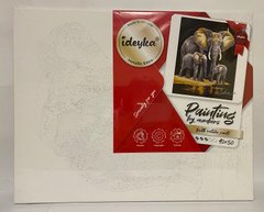 Картина за номерами 40х50 KHO6530 Сімейство слонів з фарбами металик (6530) фото