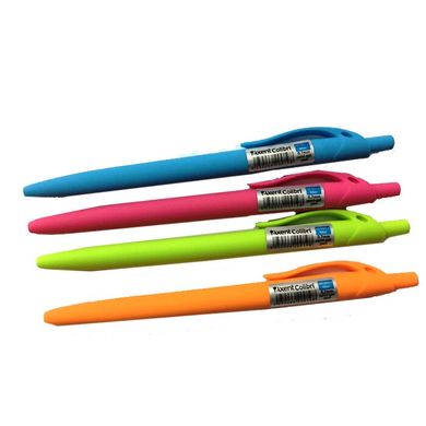 Ручка масляна автоматична Сolibri AB1062-02-A, прорезинений кольоровий корпус, синя (030227) фото