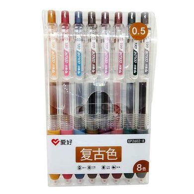 Набір ручок гелевих АВТОМАТИЧНИХ 8 кольорів, GP2602-8 Aihao (GP2602-8) фото