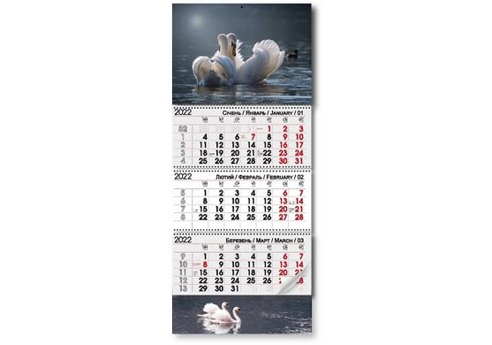Квартальний календар на 3 пружини 2022 р Лебеді (0118191) фото