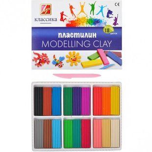 Пластилін "Класика" 18 кол. 360 гр 20С1330-08 зі стеком (540255) фото