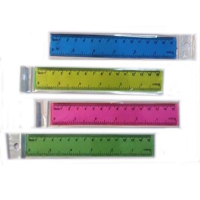 Лінійка 15 см пластикова кольорова, 23875-3 (23875-3) фото
