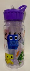Пляшка дитяча для води 350 мл з трубочкою Робот,фіолетова 1215 (1310601) фото