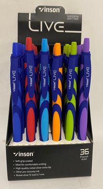 Ручка масляная автоматическая 0,7 мм soft touch Vinson F20 Live ,синяя (03020026) фото