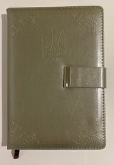 Щоденник недатований А5 шкірзам на магніті з тисненням Трезубець,срібний 19064 (0115201) фото