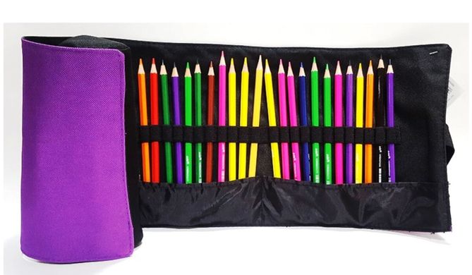 Пенал-рулон для олівців 36шт з мішечком б/нап. чорний+фіолет. 0501691J (133158) фото