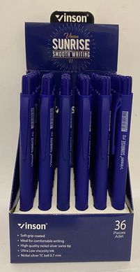 Ручка масляная автоматическая 0,7 мм soft touch .трехгранный корпус Vinson Р12 Sanrise ,синяя (03020023) фото