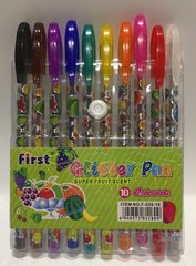 Набір ручок гелевих з блиском 10 кольорів 528-10, FIRST (528-10) фото