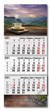 Календарь настенный квартальный на 3 пружины 2021 год ГОРНЫЙ КОФЕ (122457з) фото