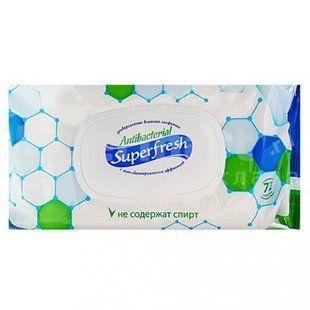 Серветки вологі SuperFresh 72шт Антибактер. з клапаном (26982) фото