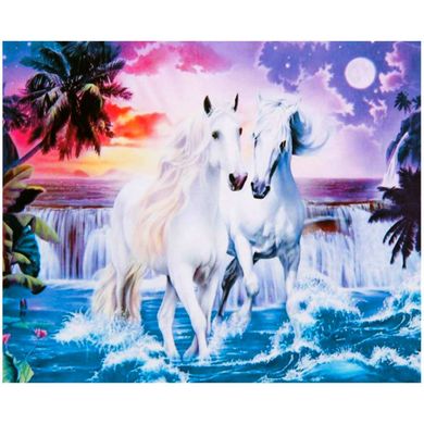 Картина по номерам 30х40 см в коробке KTL076 Белые лошади возле водопада (234007) фото