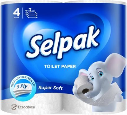 Туалетная бумага Selpak 3 шара 4 рул целлюлоза, белый супер! (150404) фото