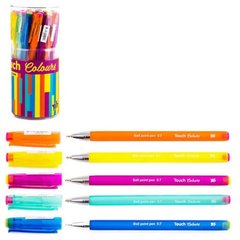 Ручка шариковая Touch Colours 411664, прорезиненный цветной корпус синяя YES (411664g) фото