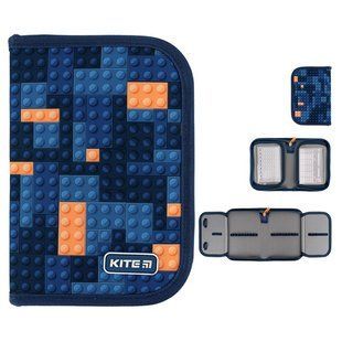 Пенал школьный KITE 1 отделение, 2 отворота без наполнения Blocks K24-622-8 (K24-622-8) фото