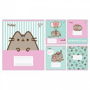 Зошит шкільний 12 аркушів А5 коса лінія YES Pusheen Candy 767599 (767599) фото