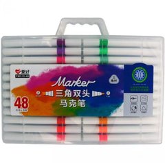 Набір скетч маркерів 48 кол тригранні двосторонні, PM515-48 Aihao (PM515-48) фото