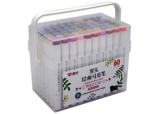 Набір скетч маркерів 60 кол квадратні двосторонні, PM508-60 Aihao (PM508-60) фото