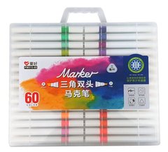 Набір скетч маркерів 60 кол тригранні двосторонні, PM515-60 Aihao (PM515-60) фото