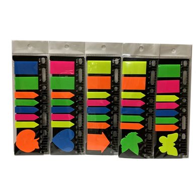 Стикер-закладкы стрелка + фигурный блок, 5 цветов, неон, ST-4545 (ST-4545) фото