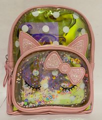 Рюкзак дитячий з підсвіткою шкірзам Котик ніжно-рожевий 8226-780 (8226-780н-рож) фото