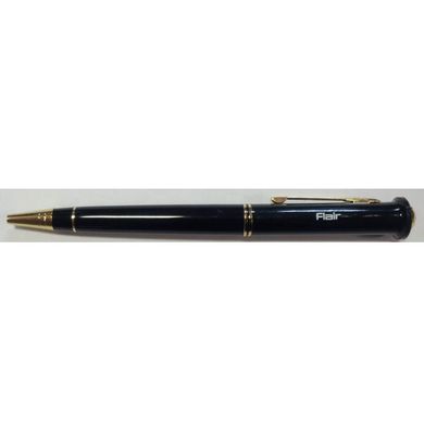 Ручка подарункова P 1074 РШ Fire лаковий чорний корпус з короною, синя Flair (030324) фото