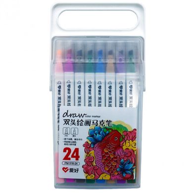 Набір скетч маркерів 24 кол чотирьохгранні двосторонні, PM516-24 Aihao (PM516-24) фото