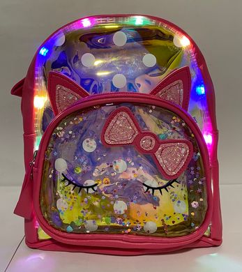 Рюкзак детский с подсветкой кожзам Котик розовый 8226-780 (8226-780рож) фото