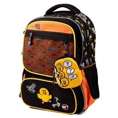 Рюкзак школьный с ортопедической спинкой 43,5х30х15,5см ТS-46 Line Friends черный/оранжевый Yes 559444 (559444) фото