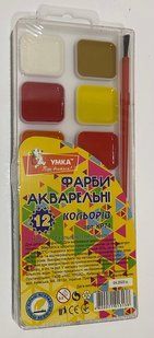 Акварельные краски с кисточкой 12 цветов КР74 Умка (1345002) фото