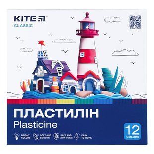 Пластилин 12 цветов 240 грамм Kite Classic К-1086 (13241011) фото