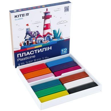 Пластилин 12 цветов 240 грамм Kite Classic К-1086 (13241011) фото