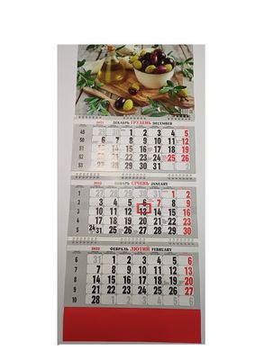 Календар настінний квартальний на 3 пружини 2022 р Оливки (011814*) фото