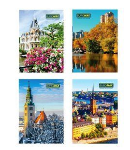 Книга обліку А4, 96 арк, тверда обкладинка, офсет, клітинка, Міста Сезони ВМ2408 (011325) фото