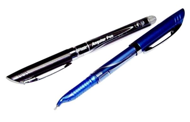 Ручка кулькова для лівши 888 BL Angular, непрозора Flair синя /12/ (030166) фото