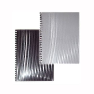 Блокнот на спіралі збоку А4, 80 арк., Даймонд, пластикова обкладинка, чорний+сірий (015292) фото