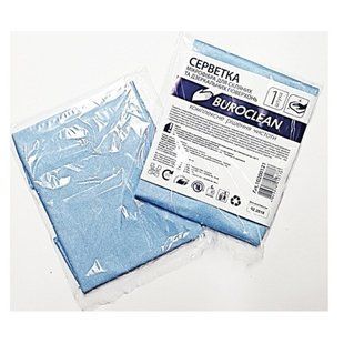 Салфетка микрофибра для стекла и зеркал Buroclean 30х30 (10200121) фото