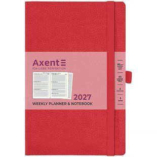 Щотижневик датований 2027 рік 125х195 мм Partner Soft Skin Axent червоний 8509-27-03 (0116904) фото
